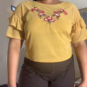 yellow mesh shirt